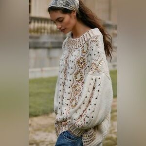 Free People Gilded Cable Embellished Sweater